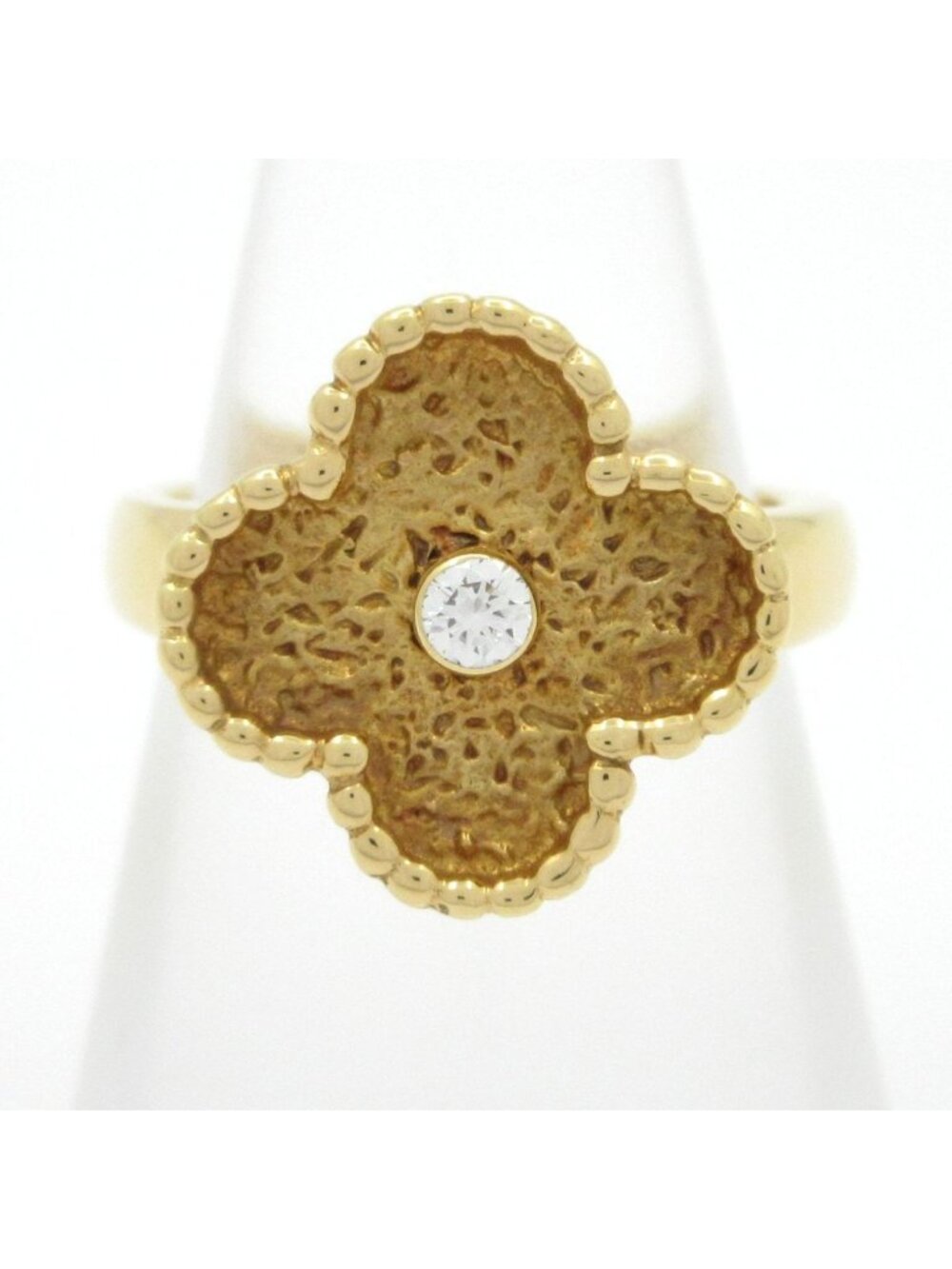 Van Cleef & Arpels Ring 50 Vintage Alhambra 18k Yellow Gold Diamond